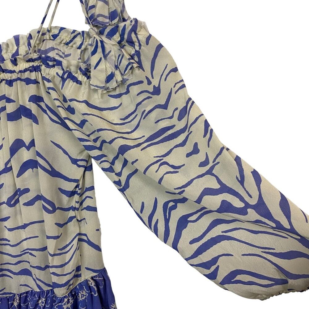 Pepin Blue Floral Ruffled Off Shoulder Top Size Small - Picture 2 of 7